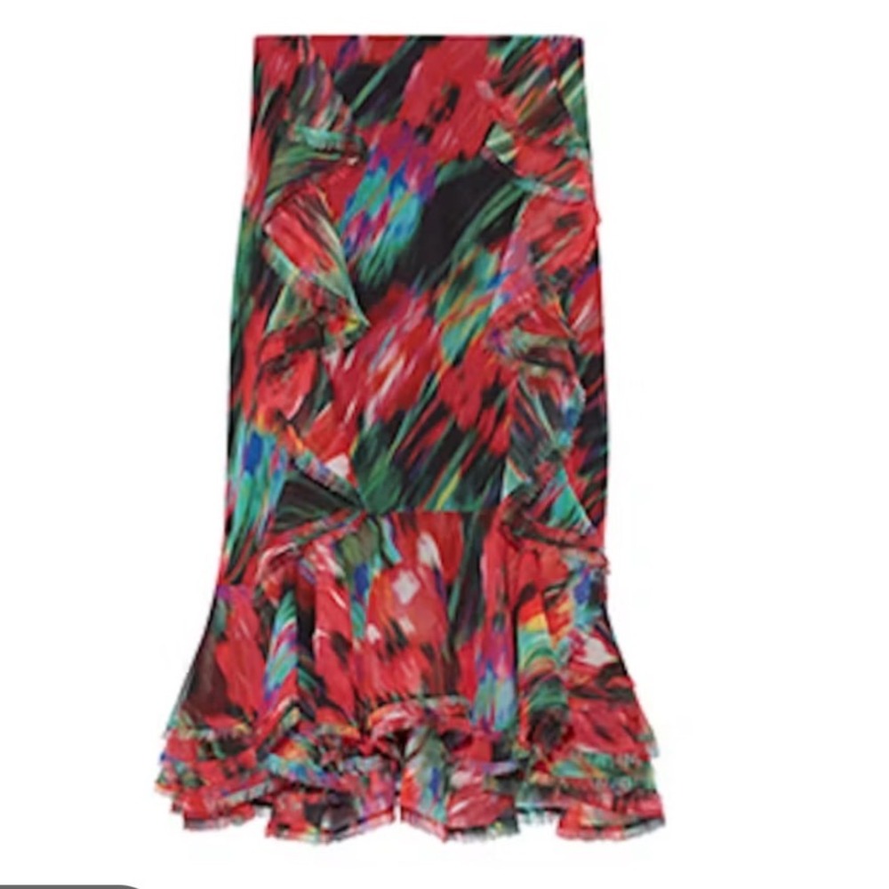 Jason Wu Silk Floral Ruffle Skirt Size 6 High Low Statement NWT
